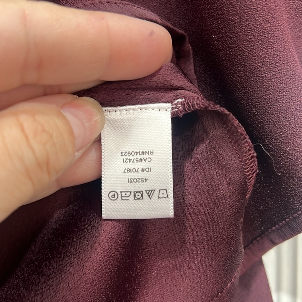 Loft burgundy ruffle bell sleeves top size S - Picture 6 of 10